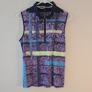Jamie Sadock Abstract Purple and Yellow Sleeveless Top